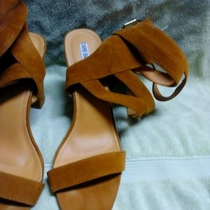 Brown faux suede sandals size 11